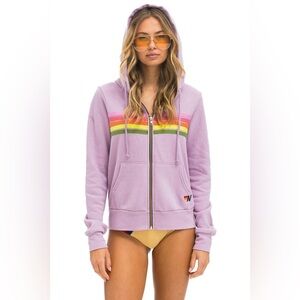 5 STRIPE HOODIE - MAUVE / PINK /GREEN NEON size small